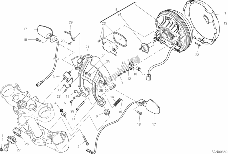 Tutte le parti per il Faro del Ducati Scrambler Full Throttle USA 803 2019